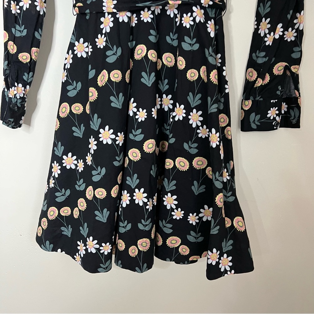 BODEN KITTY SHIRT DRESS BLACK FLORAL SIZE 2 - Picture 9 of 12